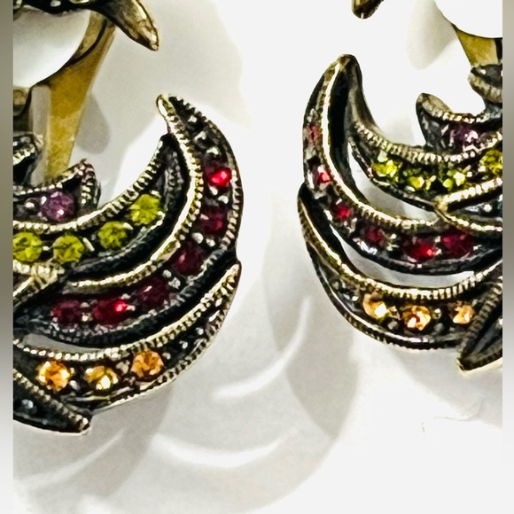 Heidi Daus “For The Birds” clip vintage Swarovski Crystals earrings EUC - Picture 8 of 10